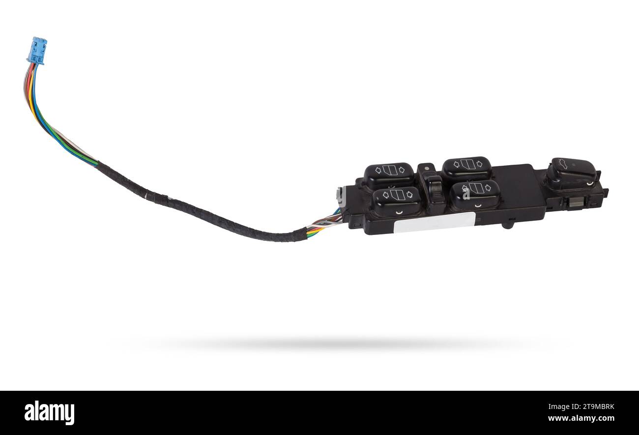 Window master switch control panel isolated on white background. Switch