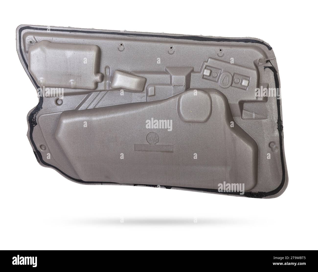 Heat and noise shield made of plastic to protect vehicle door from