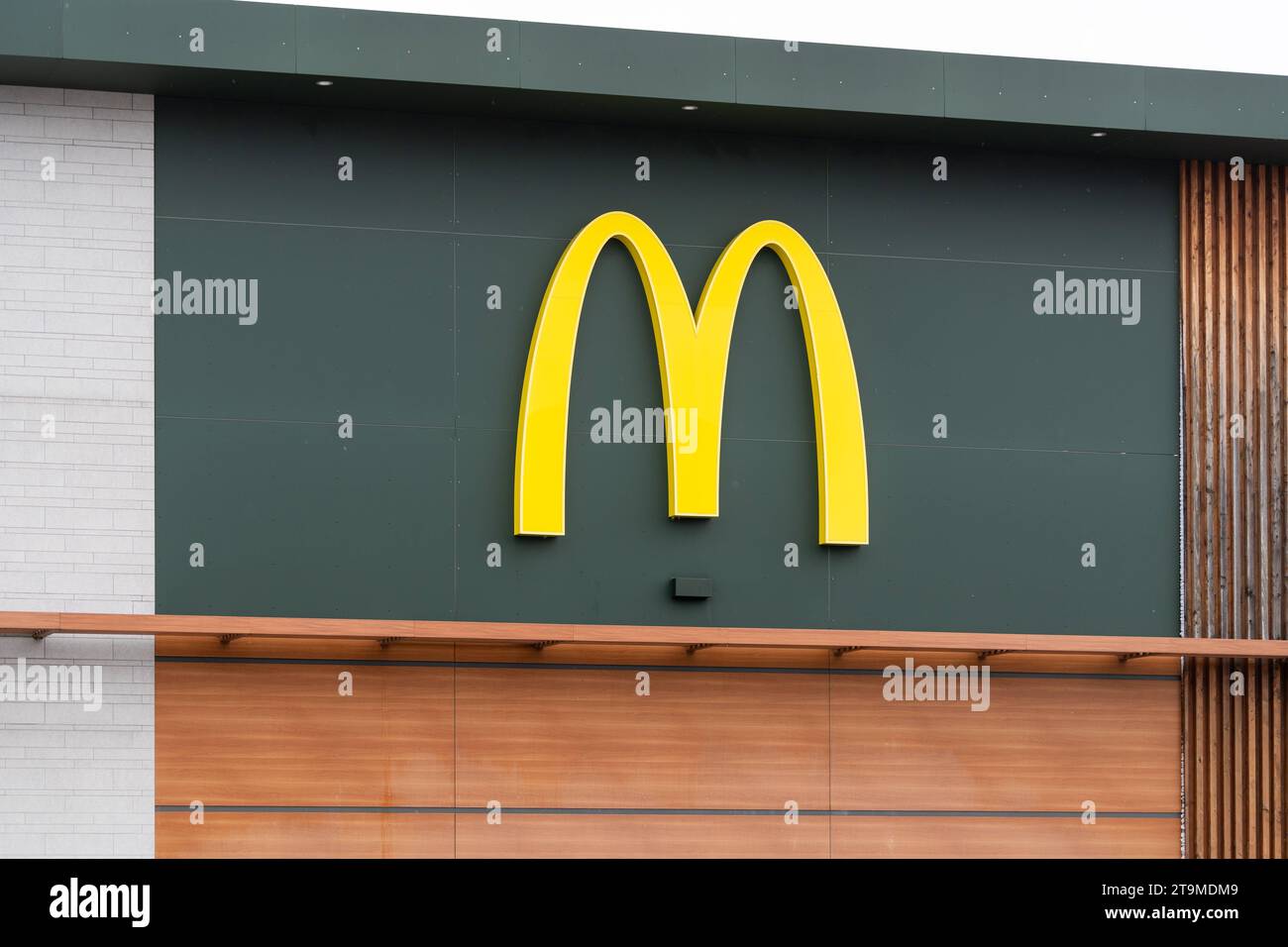 Parsdorf, Bavaria, Germany - November 26, 2023: McDonald s fast food and burger restaurant logo *** Mc Donalds Fastfood und Burger Restaurant Logo Stock Photo