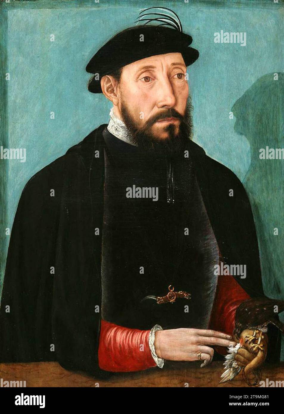 Portrait of a Master Falconer in the Service of the Habsburg Family 1540s by Master Of 1540 Stock Photo