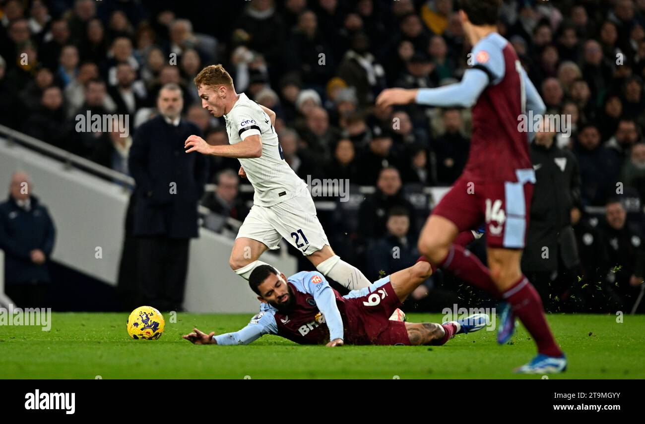 London, UK. 26th Nov, 2023. Dejan Kulusevski (Tottenham) goes past
