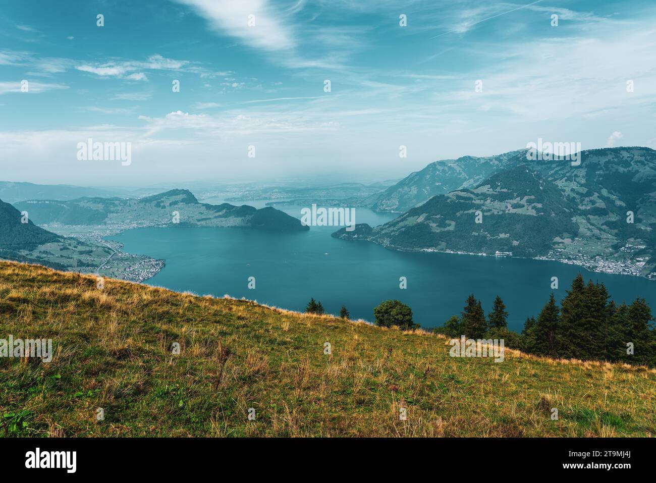 Panoramic view of Lake Lucerne in Switzerland. Stock Photo
