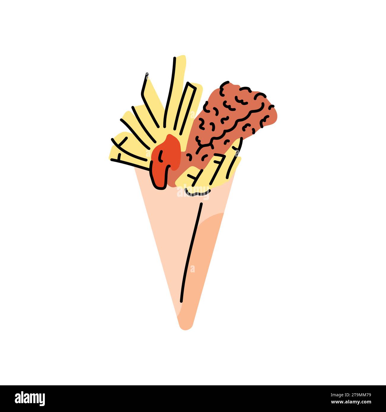 Fish And Chips Color Element Cartoon Street Food Isolated Vector fish-and-chips-color-element-cartoon-street-food-isolated-vector
