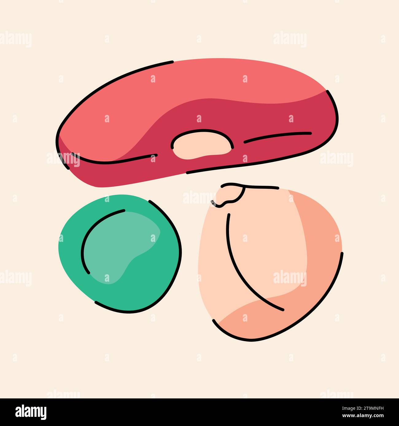 Hand drawn mix bean beans, chickpeas, peas color element. Cartoon