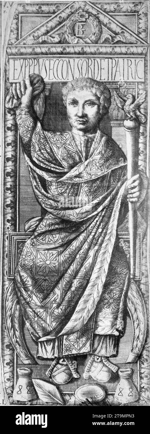 Boethius. The Roman senator and philosopher, Anicius Manlius Severinus Boethius (c. 480–524 AD), engraving, c. 1858-68 Stock Photo