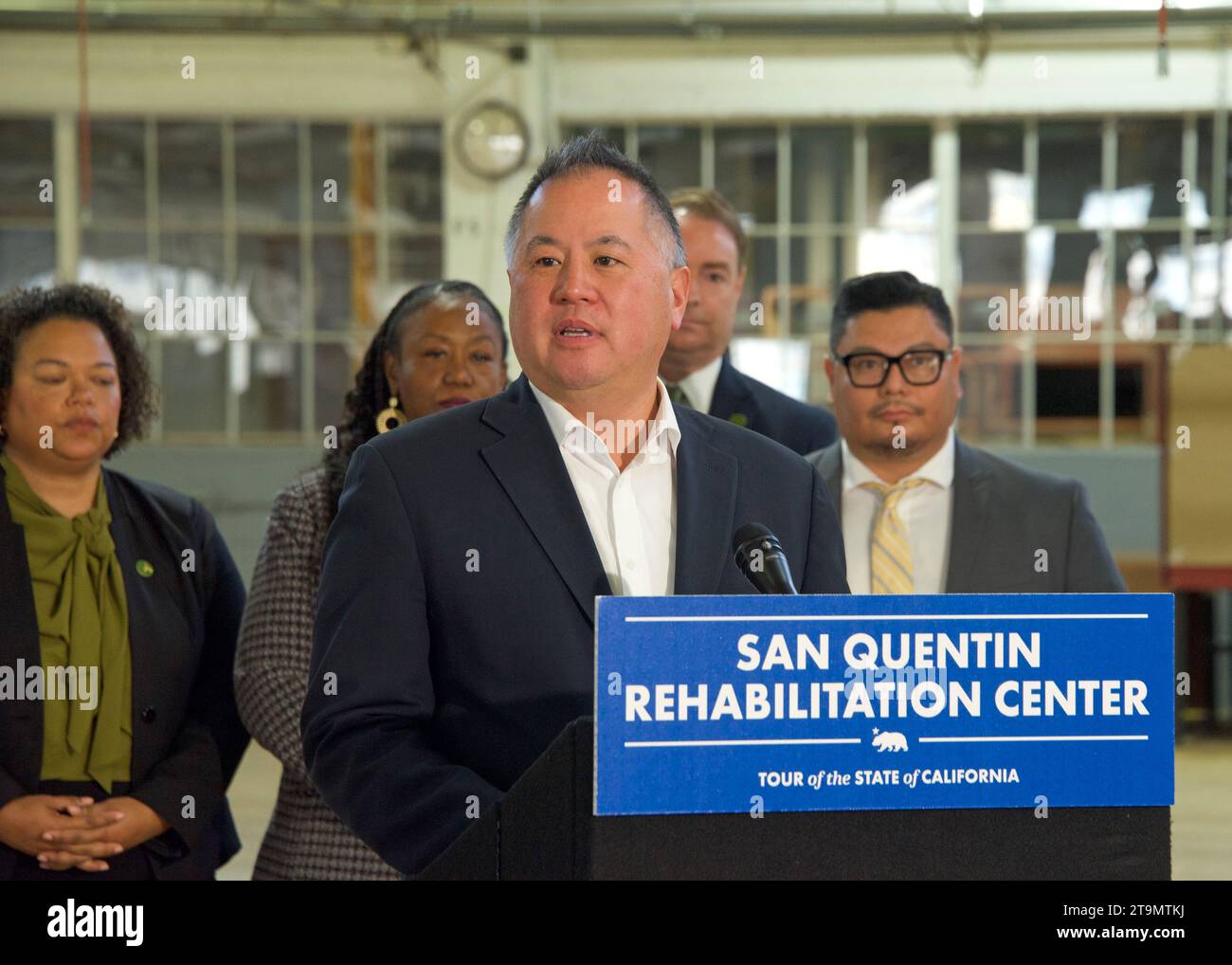San Quentin, CA March 17, 2023 Assemblymember Phil Ting speaking at