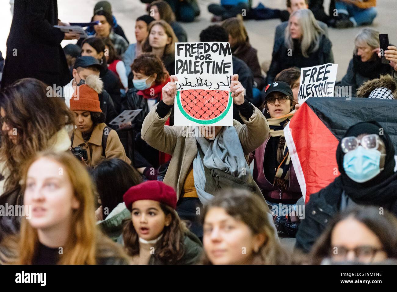 London, UK. 26 November 2023. Art workers gather for a vigil and sit-in ...