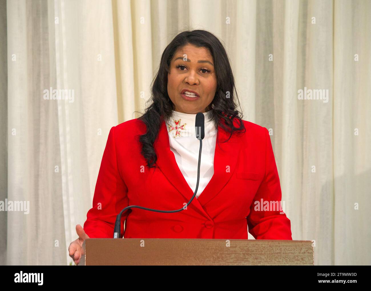 San Francisco, CA - March 24, 2023: Mayor London Breed speaking at ...