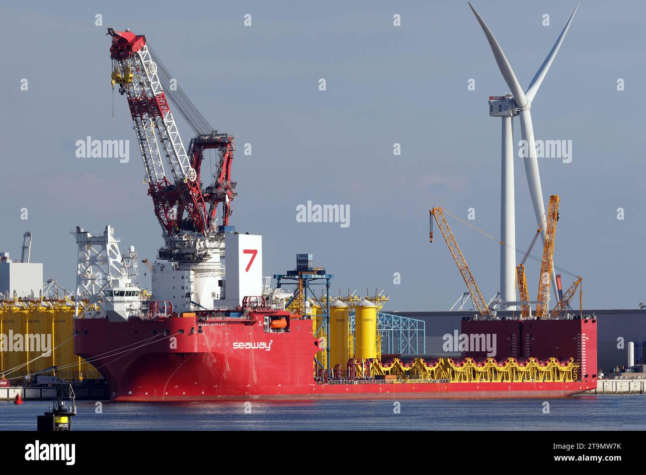 The heavy lift ship Seaway Alfa Lift is loaded in the port of Rotterdam on September 14, 2023. Stock Photo