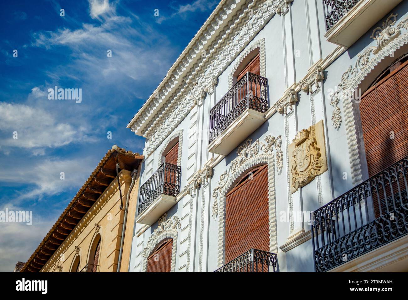 Colorful facades of manor houses from the beginning of the late 19th ...