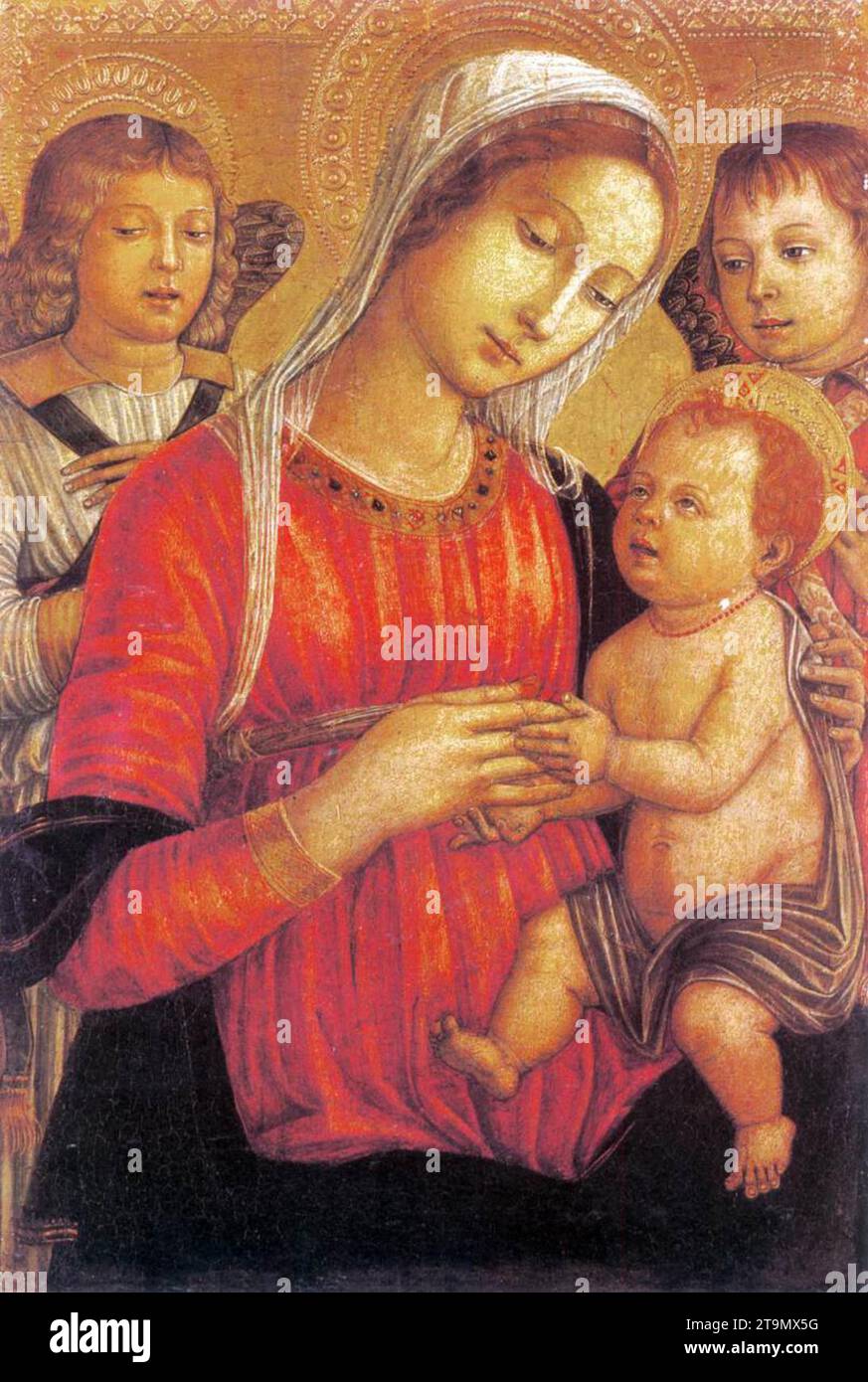 Madonna with Child and Two Angels 1470-1500 by Matteo Di Giovanni Stock Photo