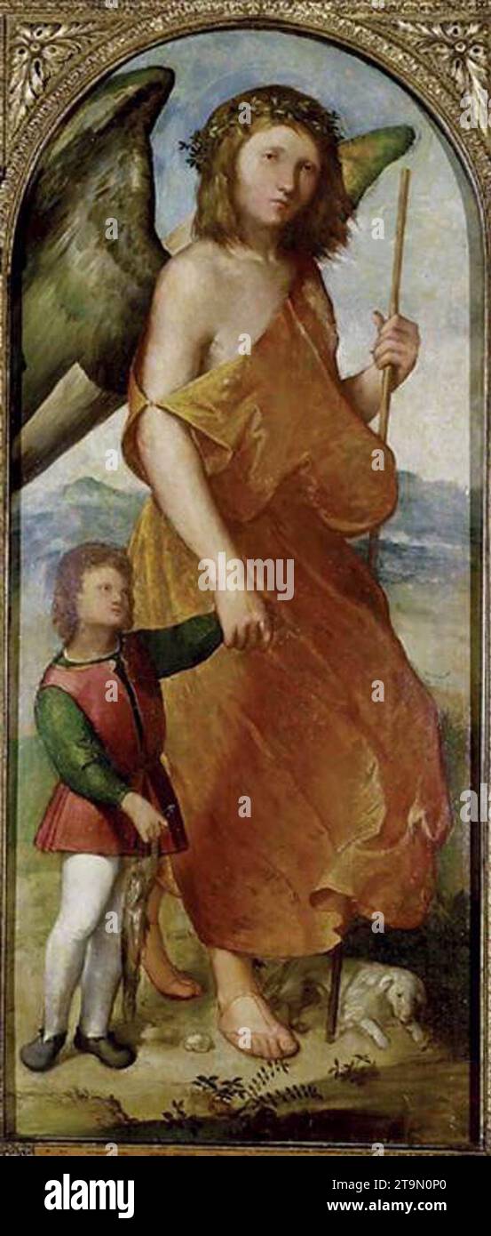 Tobias and the Angel 1521-23 by Altobello Melone Stock Photo