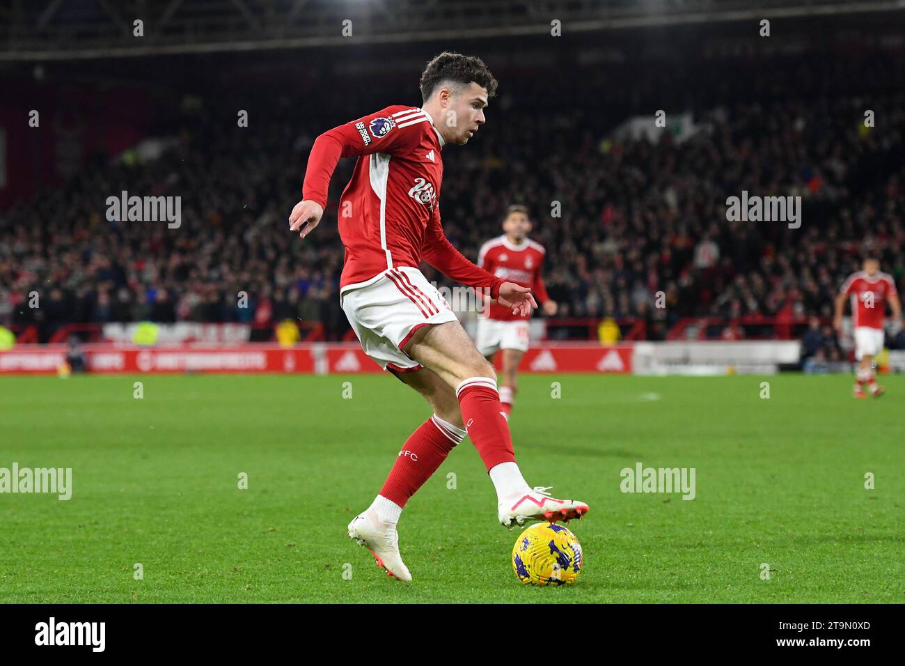 Neco Williams of Nottingham Forest in action during the Premier League match between Nottingham Forest and Brighton and Hove Albion at the City Ground, Nottingham on Saturday 25th November 2023. (Photo: Jon Hobley | MI News) Credit: MI News & Sport /Alamy Live News Stock Photo