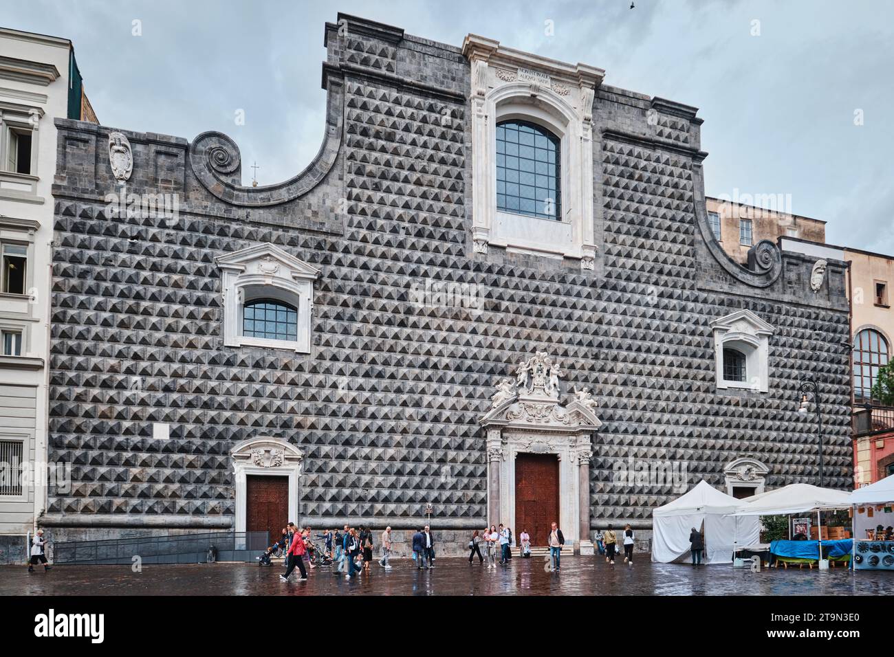 Naples, Italy - November 8 2023: The church of Chiesa Del Gesu Nuovo Stock Photo