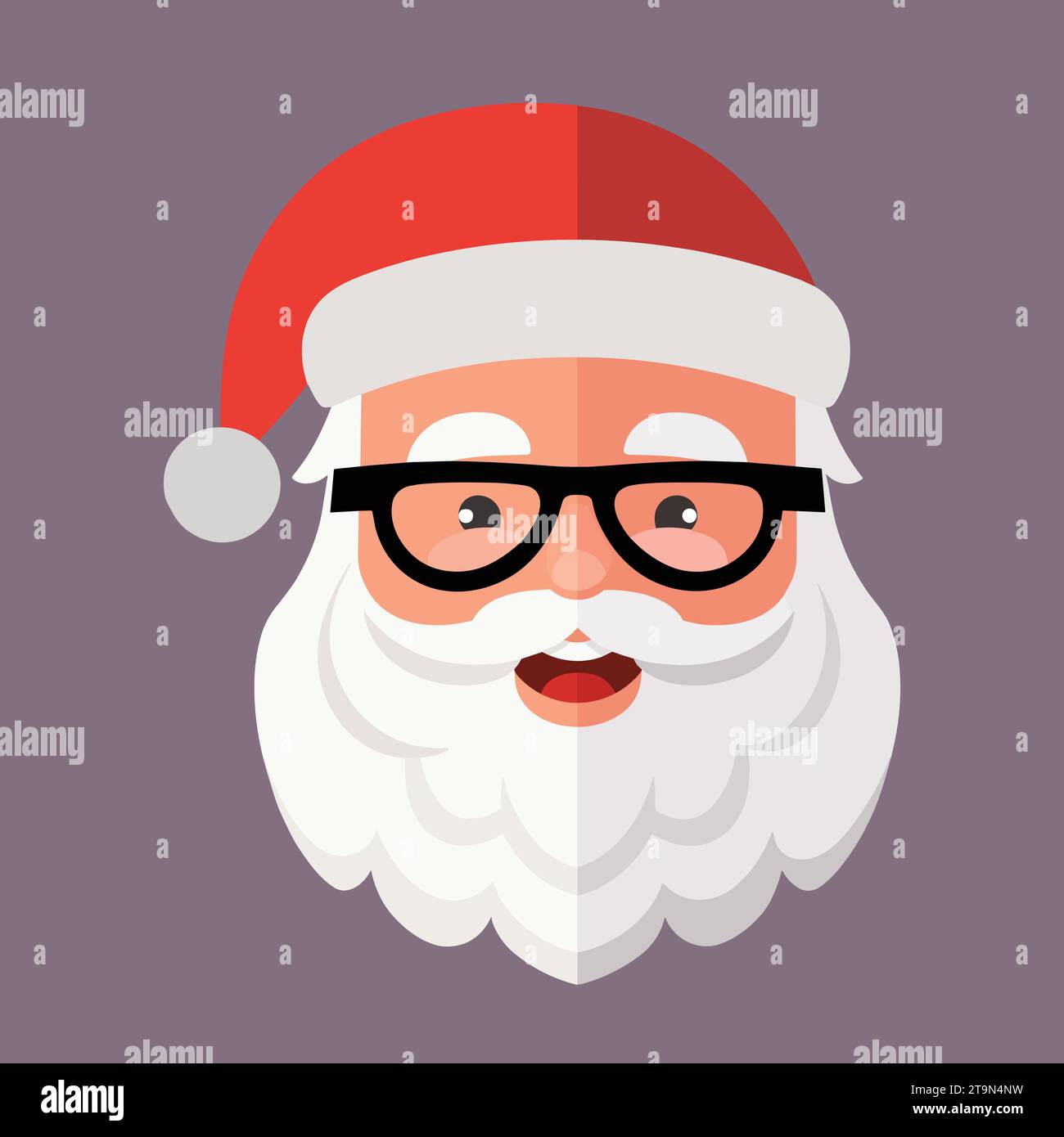 Cheerful Santa Claus with Glasses and Beard Vector Illustration Stock ...