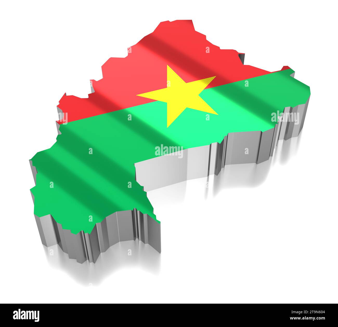 Burkina Faso - country borders and flag - 3D illustration Stock Photo ...