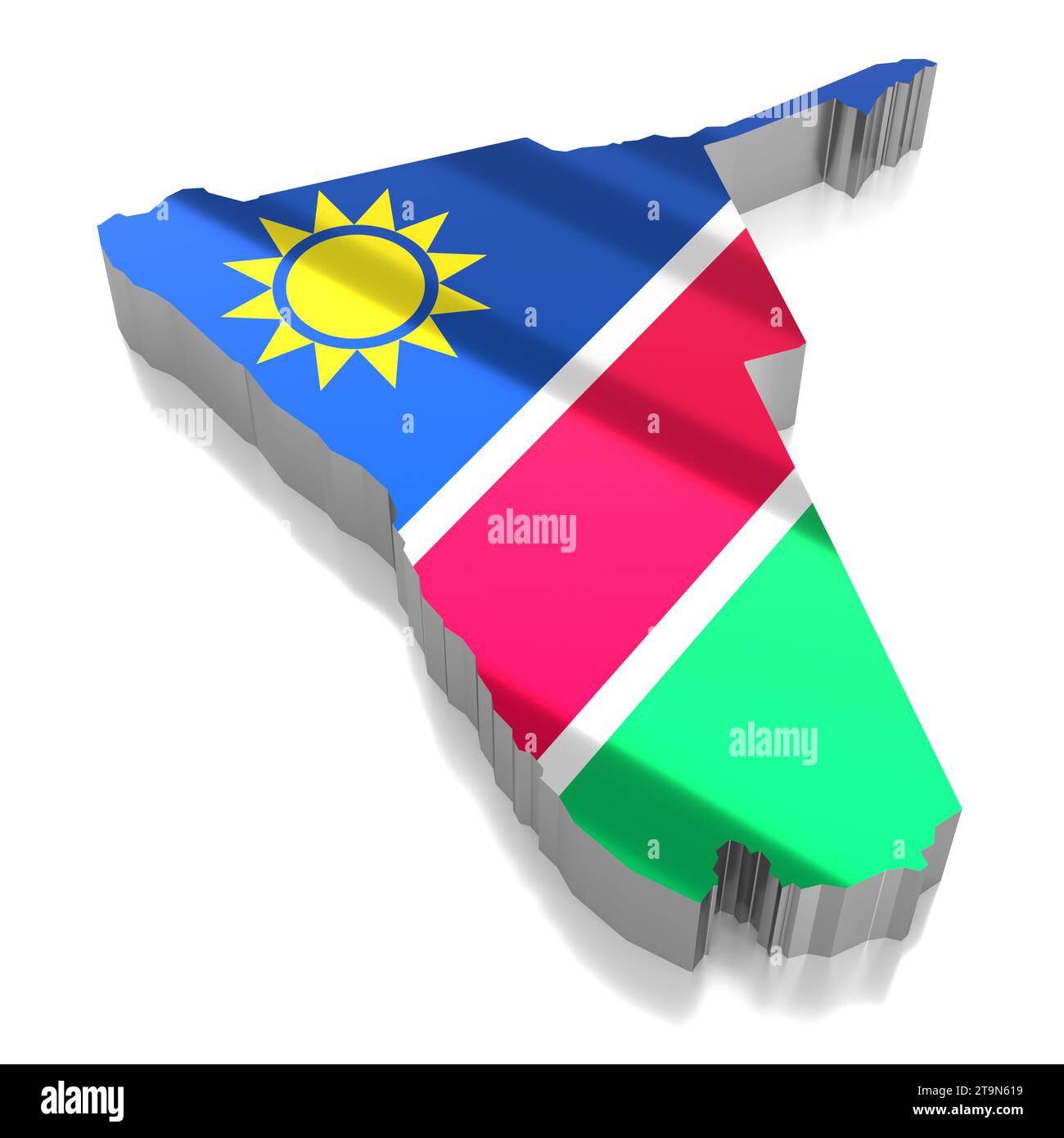 Namibia - country borders and flag - 3D illustration Stock Photo - Alamy