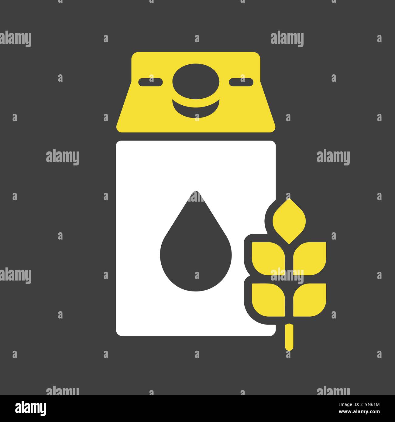 Carton of milk with flavor cereal vector on dark background icon. Dairy product sign. Graph symbol for cooking web site and apps design, logo, app, UI Stock Vector