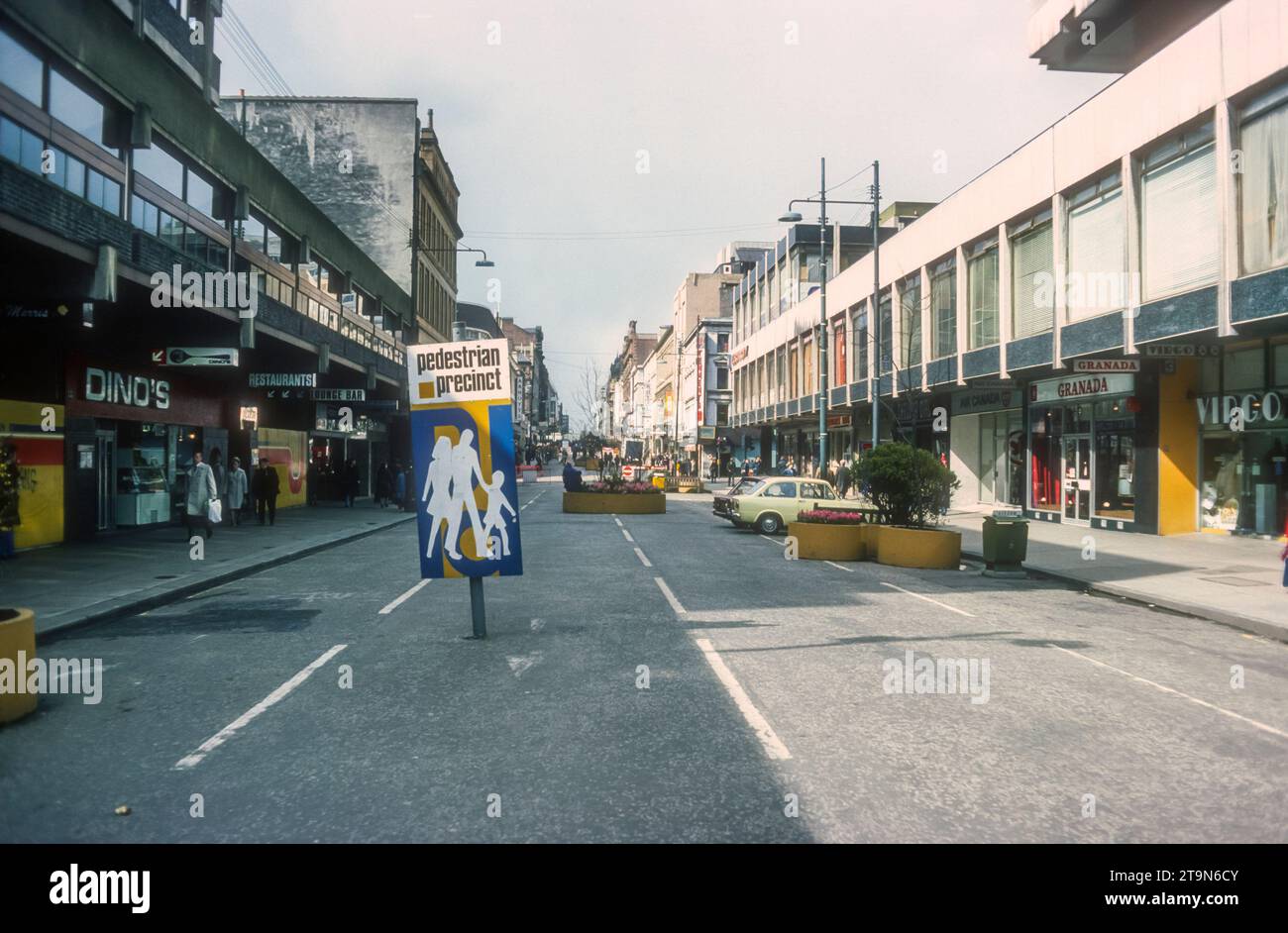 1977 archive photograph of Sauchiehall Street, Glasgow, as a pedestrian