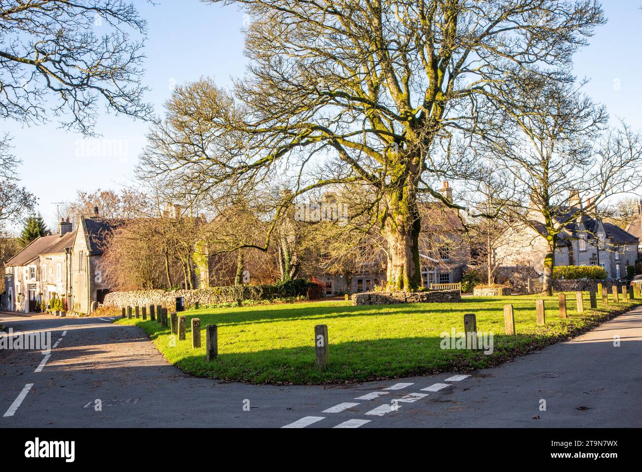 Country cottages and houses around the village green in the