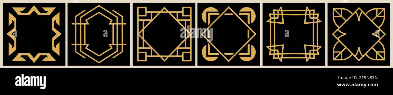 Art deco geometric golden frames vector set Stock Vector Image & Art ...
