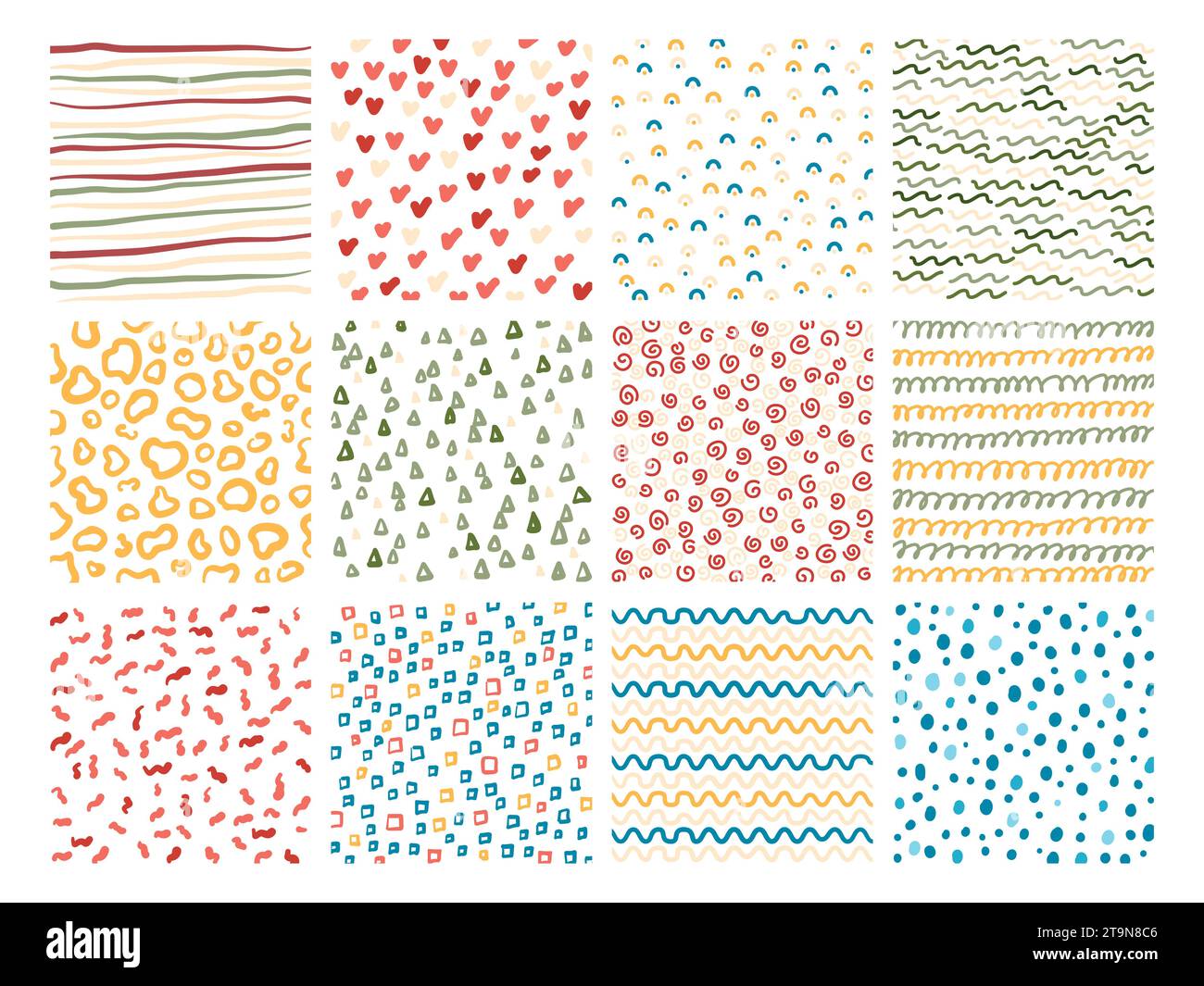 Doodle textures. Hand drawn abstract elements. Minimal simple patterns ...