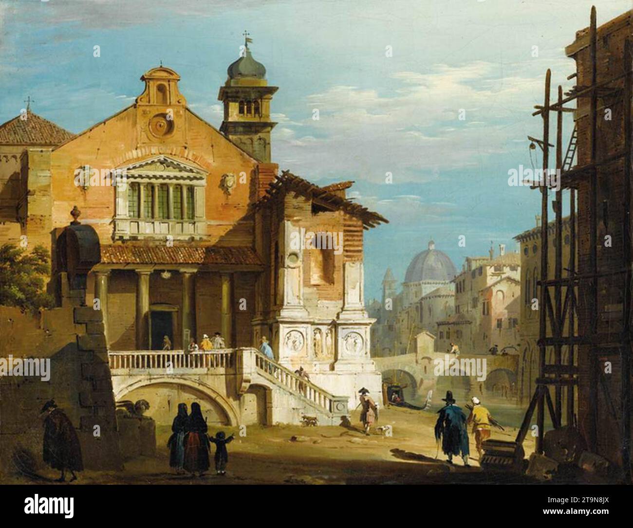Imaginary View of a Venetian Square - by Giovanni Migliara Stock Photo
