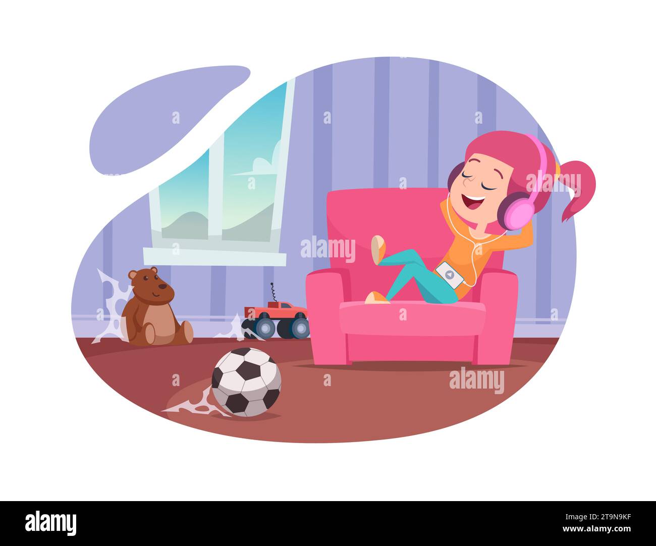 Lazy girl. Character relax on sofa in messy room interior. Vector template  Stock Vector Image \u0026 Art - Alamy, image size:1300x1082
