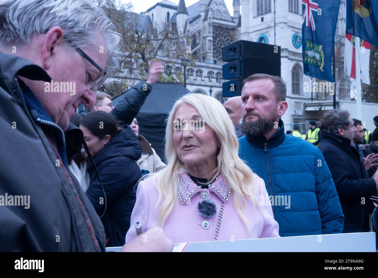 Whitehall, London, UK, 26th November 2023 Solidarity March Against Anti Semitism. 105.000 people from across the UK marched in solidarity from the Royal Courts of Justice to Parliament Square.The march was the largest gathering in the UK against antisemitism. Famous faces could be seen leading the march. Credit: Rena Pearl/Alamy Live News Stock Photo