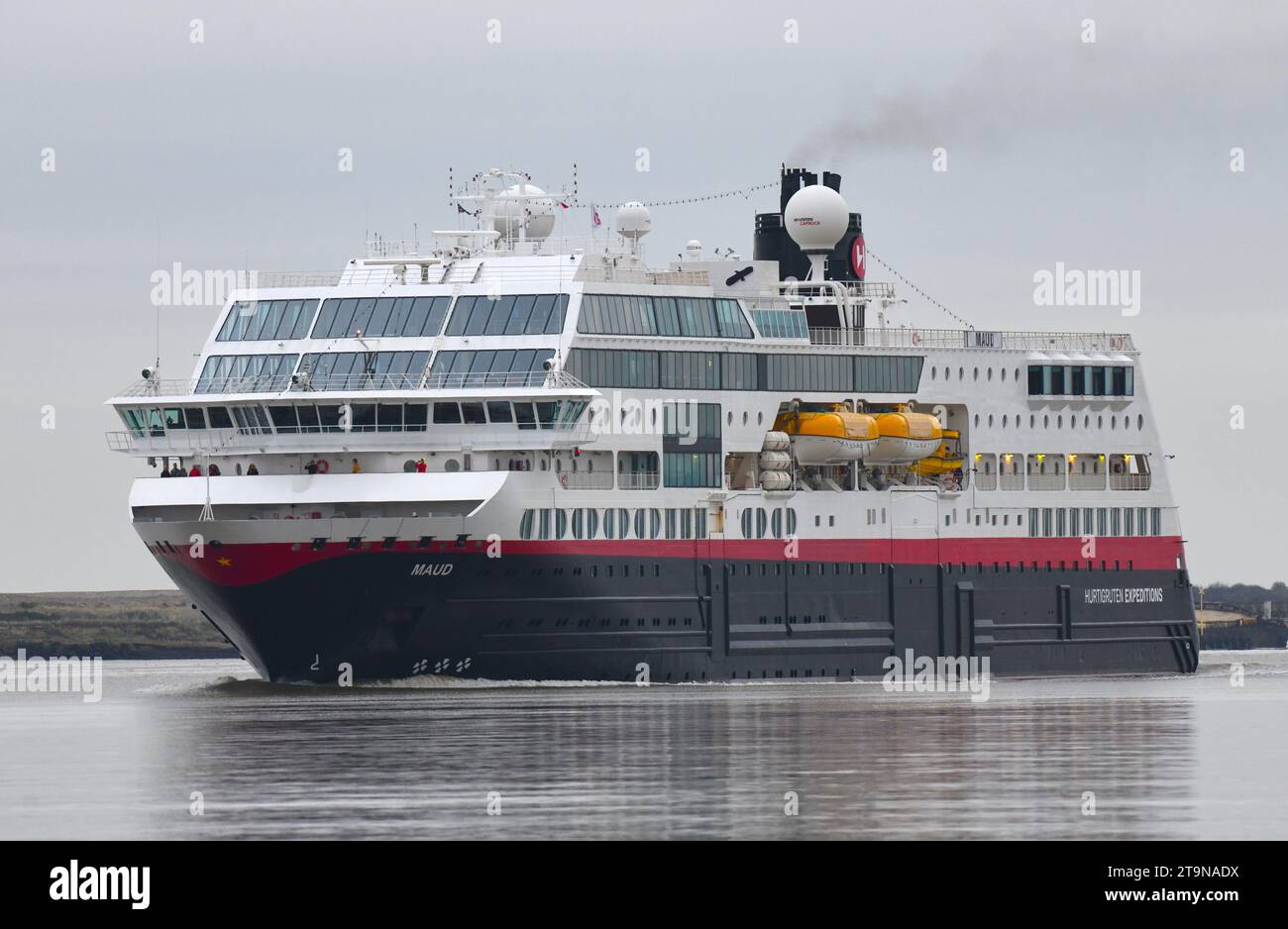 Expedition cruse ship MS Maud is pictured on a wintery River Thames as ...