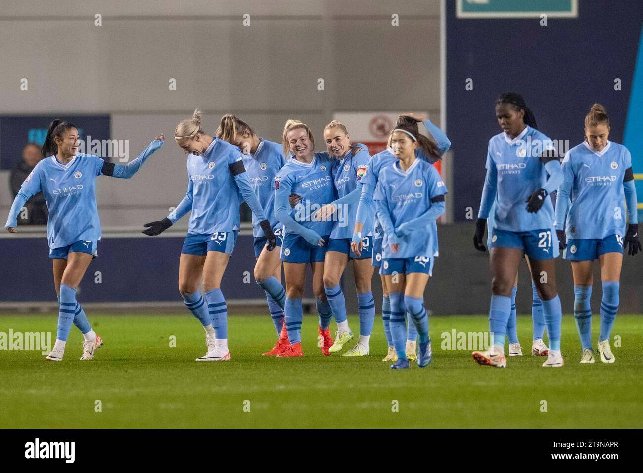 Manchester on Saturday 25th November 2023.Lauren Hemp #11 of Manchester City celebrates her goal during the Barclays FA Women's Super League match between Manchester City and Tottenham Hotspur at the Joie Stadium, Manchester on Saturday 25th November 2023. (Photo: Mike Morese | MI News) Credit: MI News & Sport /Alamy Live News Stock Photo