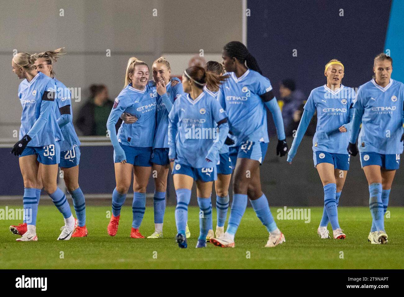 Manchester on Saturday 25th November 2023.Lauren Hemp #11 of Manchester City celebrates her goal during the Barclays FA Women's Super League match between Manchester City and Tottenham Hotspur at the Joie Stadium, Manchester on Saturday 25th November 2023. (Photo: Mike Morese | MI News) Credit: MI News & Sport /Alamy Live News Stock Photo
