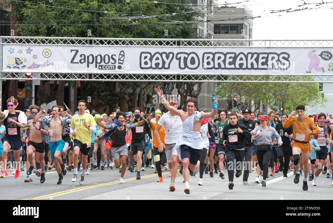 San Francisco, CA - May 21, 2023: Participants in the annual Bay to 