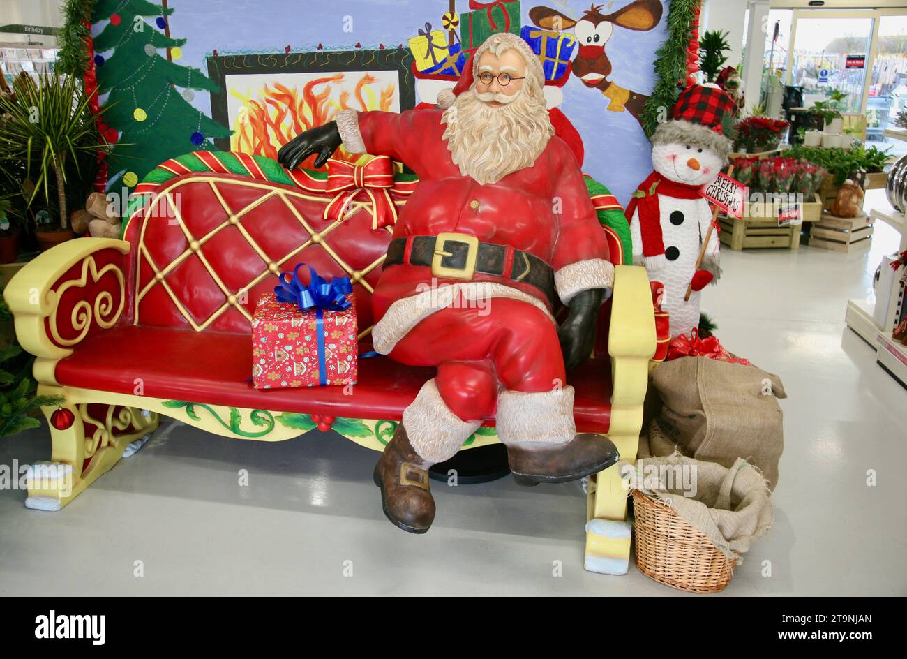 A view of Father Christmas at the entrance to Fleetwood Garden World, Fleetwood, Lancashire, United Kingdom, Europe Stock Photo