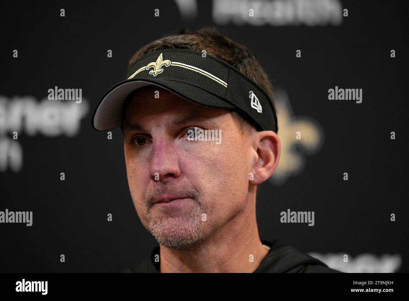 New Orleans Saints head coach Dennis Allen speaks during a news ...