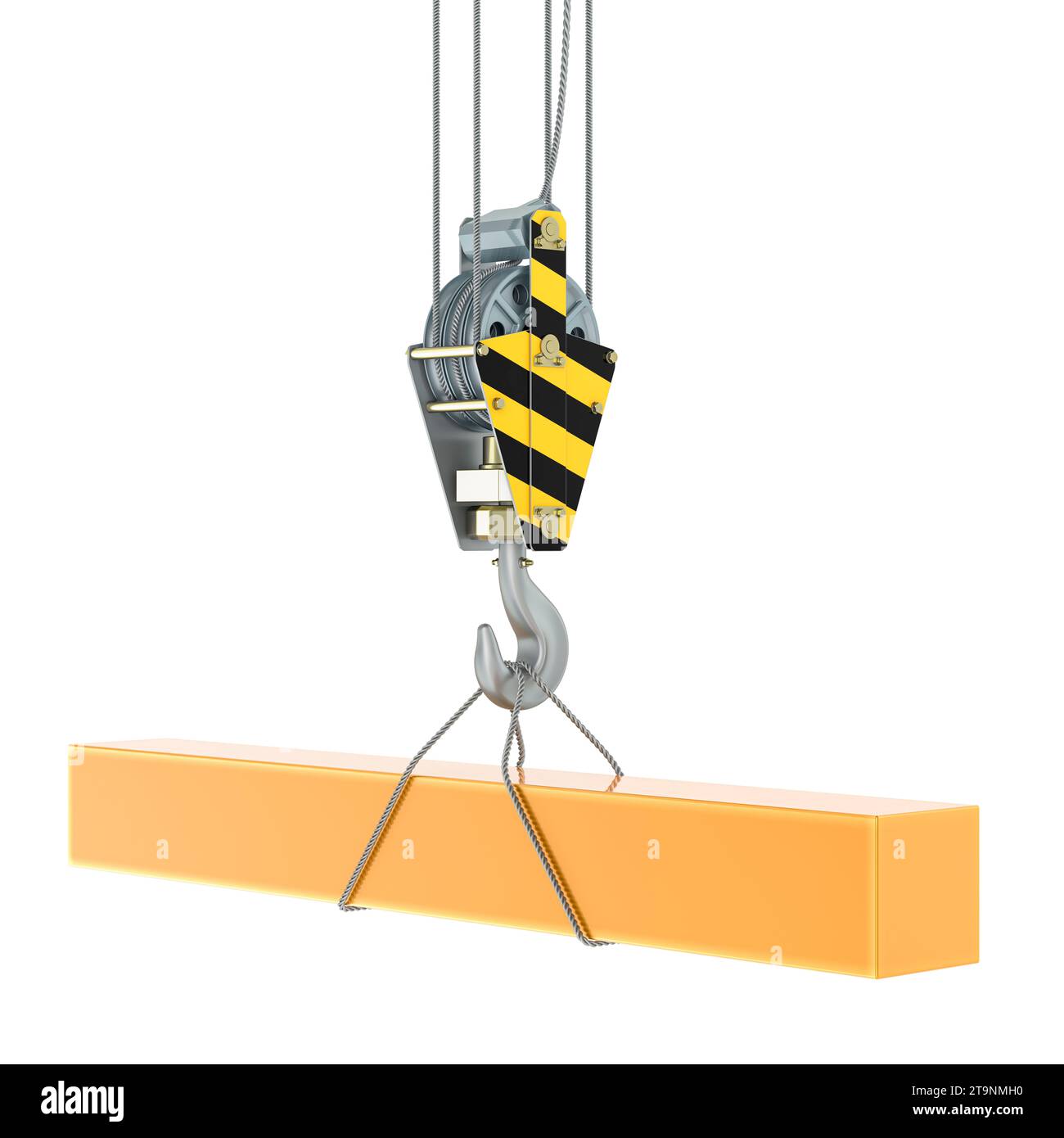 Crane hook with rolled copper square bar, 3D rendering isolated on white background Stock Photo