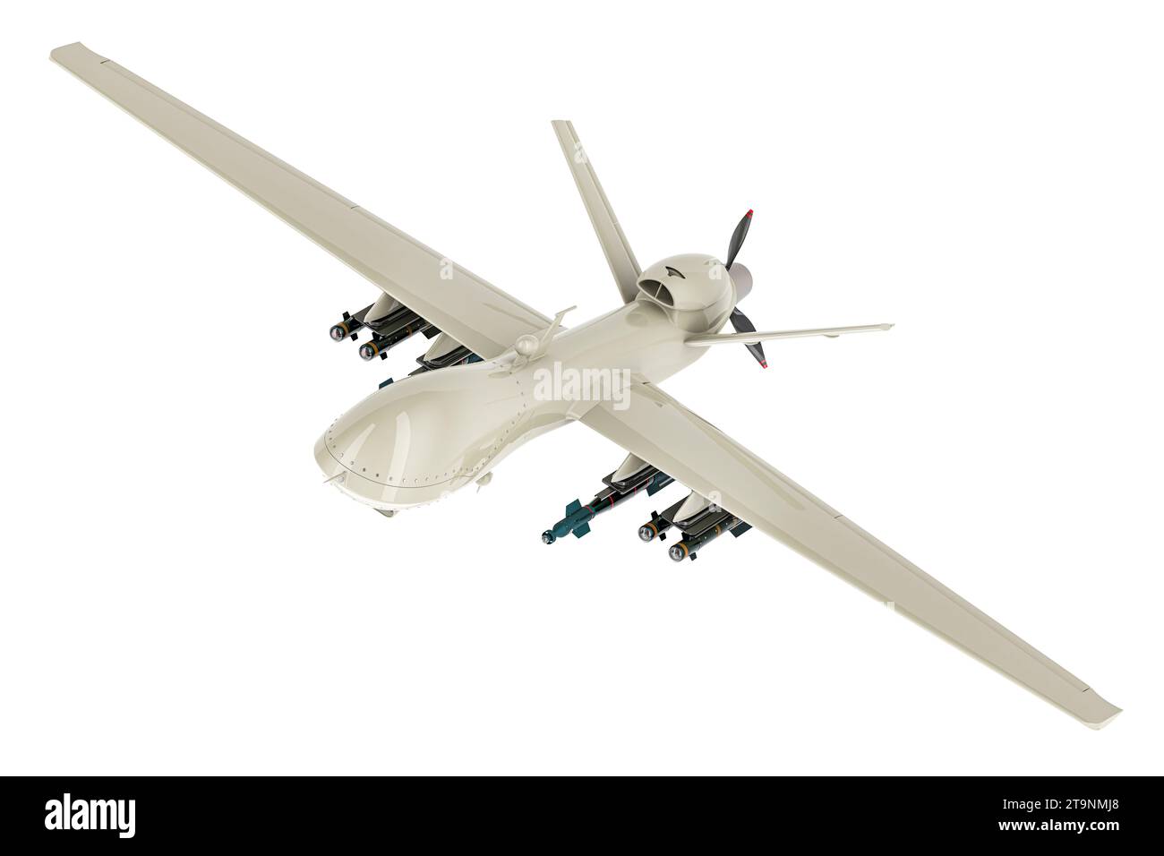 Military Drone, closeup. 3D rendering isolated on white background ...
