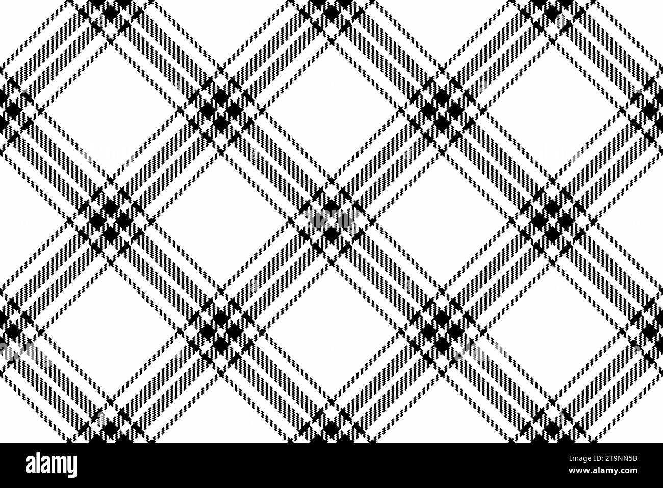 Background check fabric of texture tartan plaid with a vector seamless textile pattern in white and black colors. Stock Vector