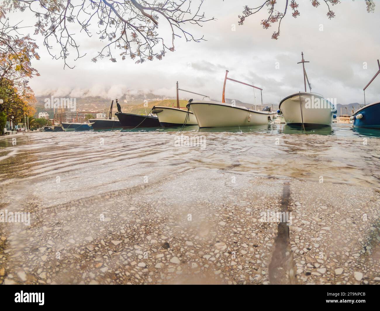 global warming ocean level rise on waterfront in europe Stock Photo - Alamy