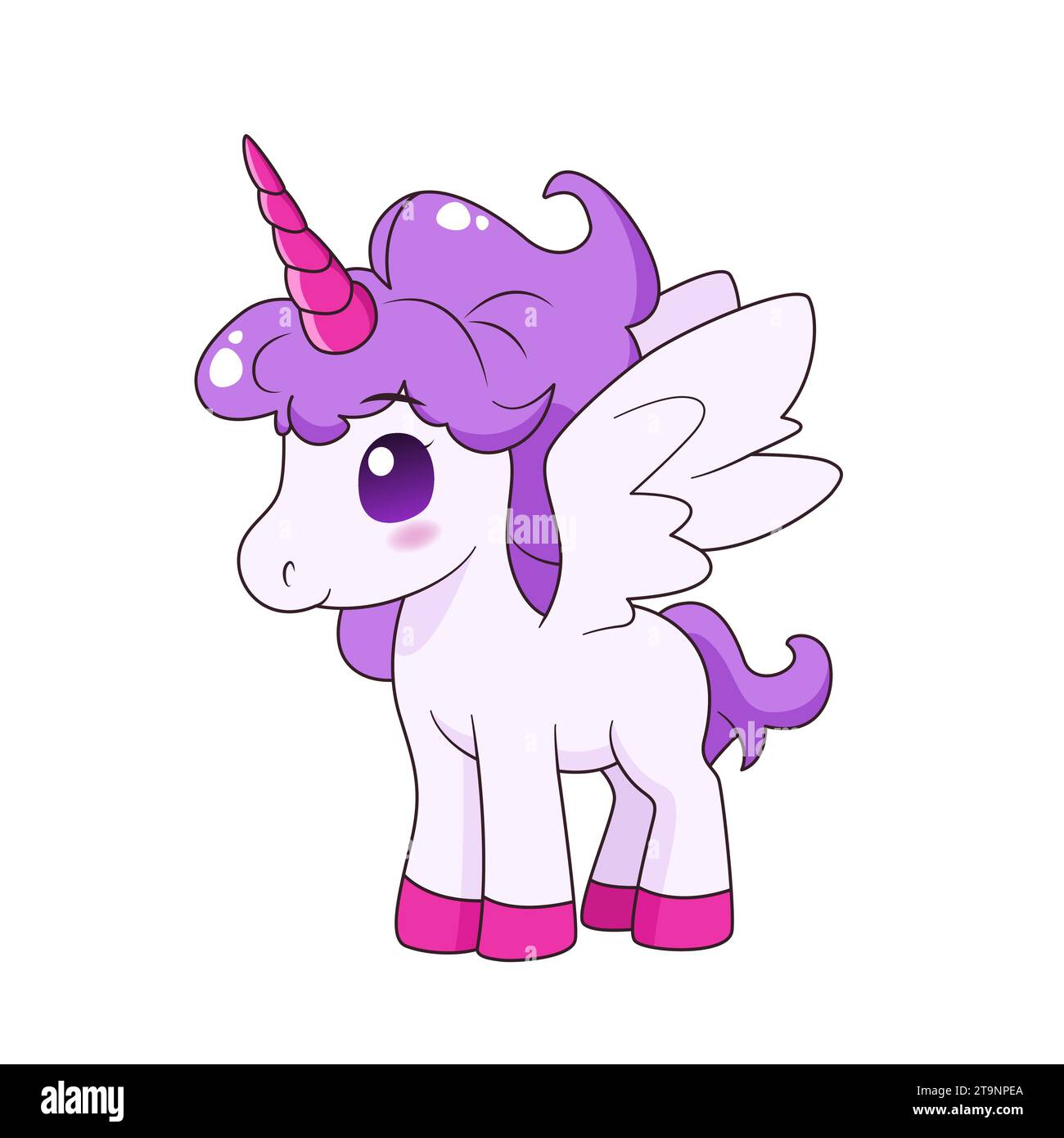 isolated cartoon unicorn with wings and horn Stock Vector Image & Art ...