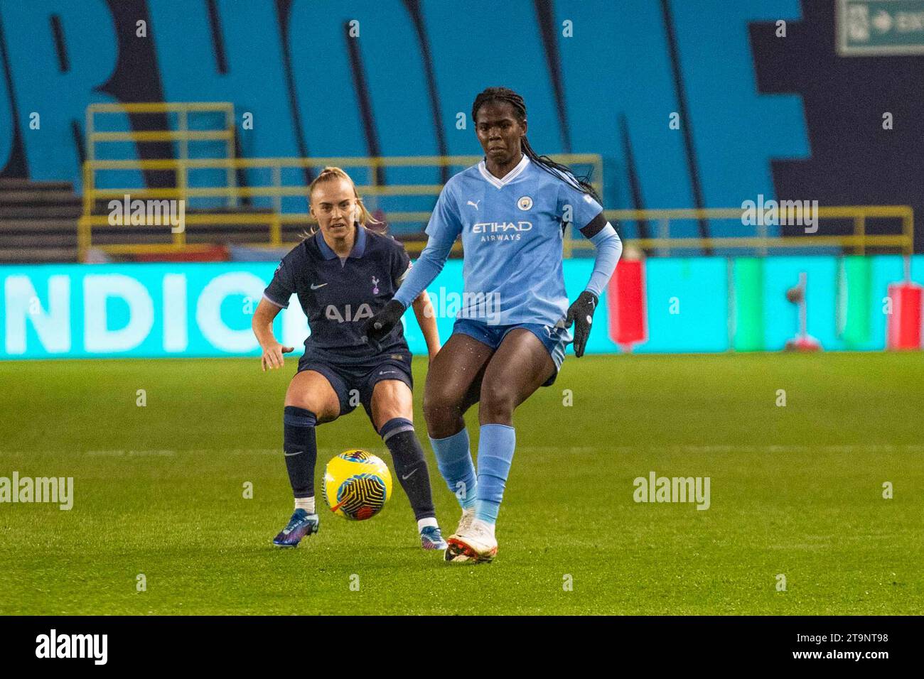 Manchester on Saturday 25th November 2023.Khadija Shaw #21 of Manchester City in action during the Barclays FA Women's Super League match between Manchester City and Tottenham Hotspur at the Joie Stadium, Manchester on Saturday 25th November 2023. (Photo: Mike Morese | MI News) Credit: MI News & Sport /Alamy Live News Stock Photo
