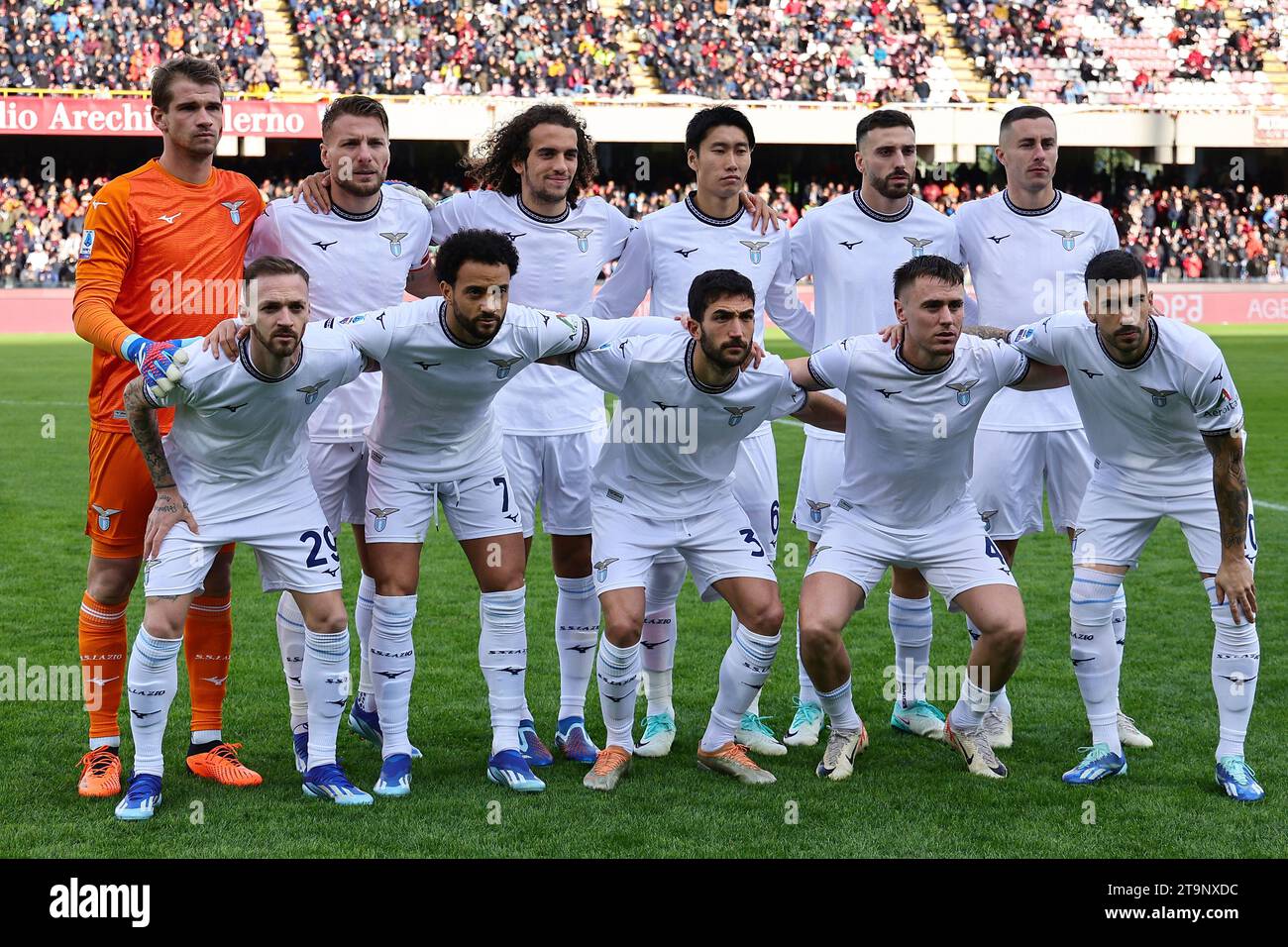 Lzio players pose for a team photo  during the Serie A football match between US Salernitana and SS Lazio at Arechi stadium in Salerno (Italy), November 25th, 2023. Stock Photo