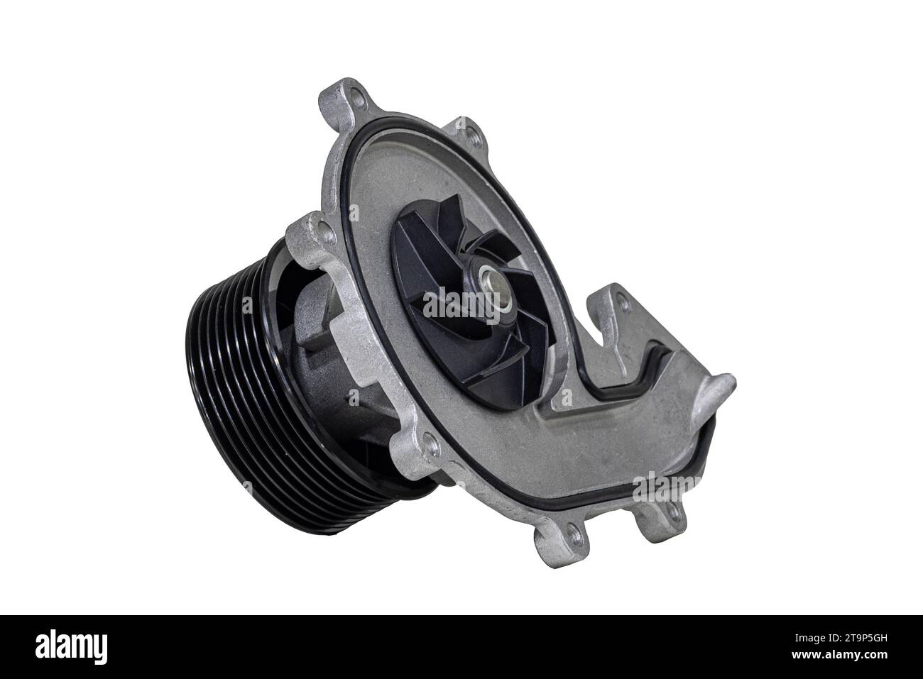 Concept of replacing the water pump of the car engine cooling system, a new aluminum car spare