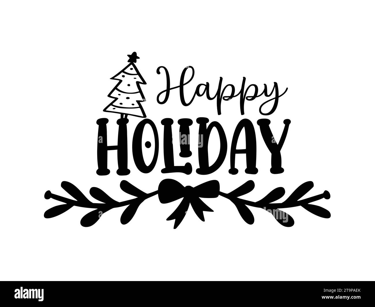 Silhouette Christmas Happy Holiday sublimation illustration Stock Vector