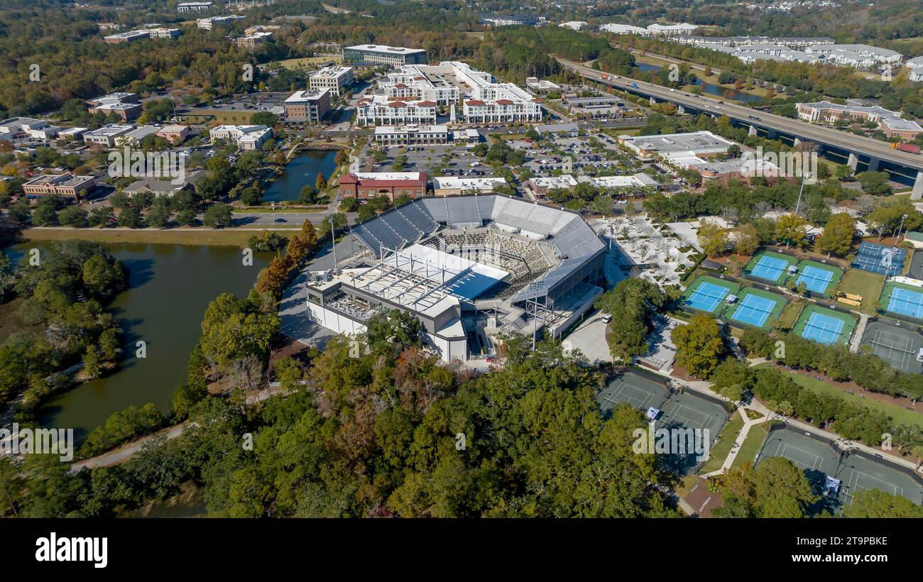 Charleston, SC, USA. 18th Nov, 2023. Aerial view of Credit One Stadium on Daniel Island in Charleston, South Carolina. (Credit Image: © Walter G Arce Sr Grindstone Medi/ASP) EDITORIAL USAGE ONLY! Not for Commercial USAGE! Stock Photo