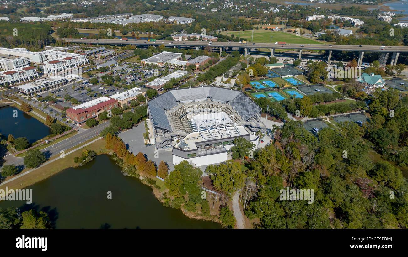 Charleston, SC, USA. 18th Nov, 2023. Aerial view of Credit One Stadium on Daniel Island in Charleston, South Carolina. (Credit Image: © Walter G Arce Sr Grindstone Medi/ASP) EDITORIAL USAGE ONLY! Not for Commercial USAGE! Stock Photo