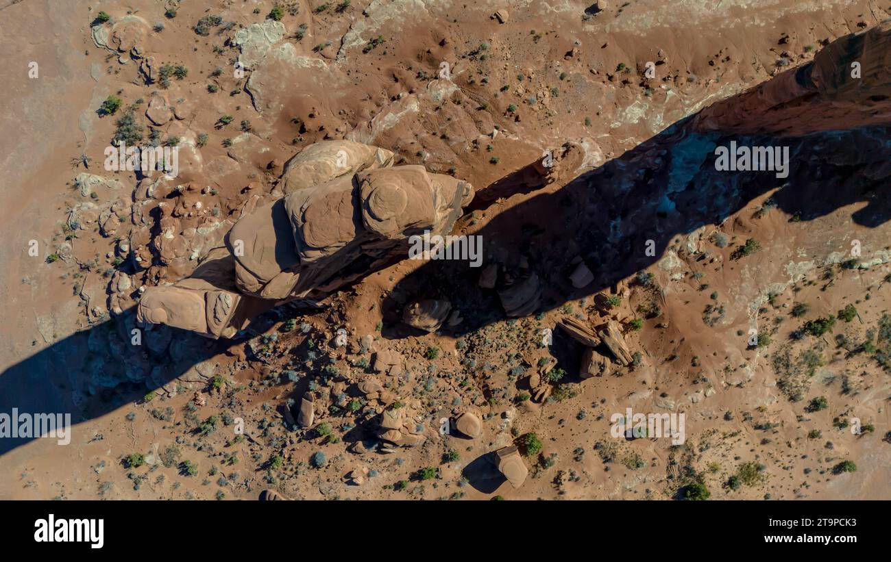 Moab, UT, USA. 4th Nov, 2023. Aerial photography of Utah's mesmerizing rock formations captures the breathtaking geological wonders of the state. (Credit Image: © Walter G Arce Sr Grindstone Medi/ASP) EDITORIAL USAGE ONLY! Not for Commercial USAGE! Stock Photo