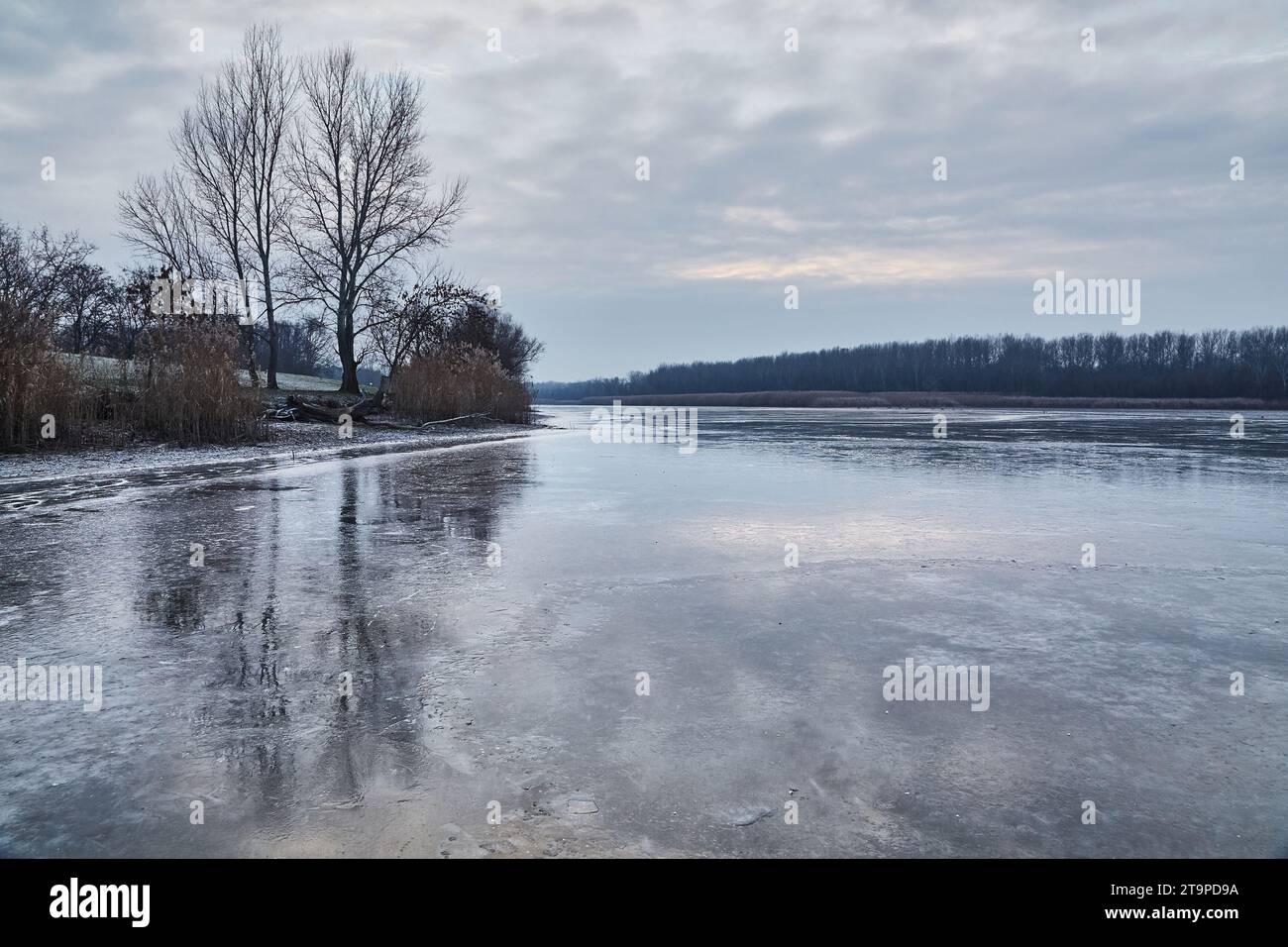 Frozen lake ice surface Stock Photo - Alamy