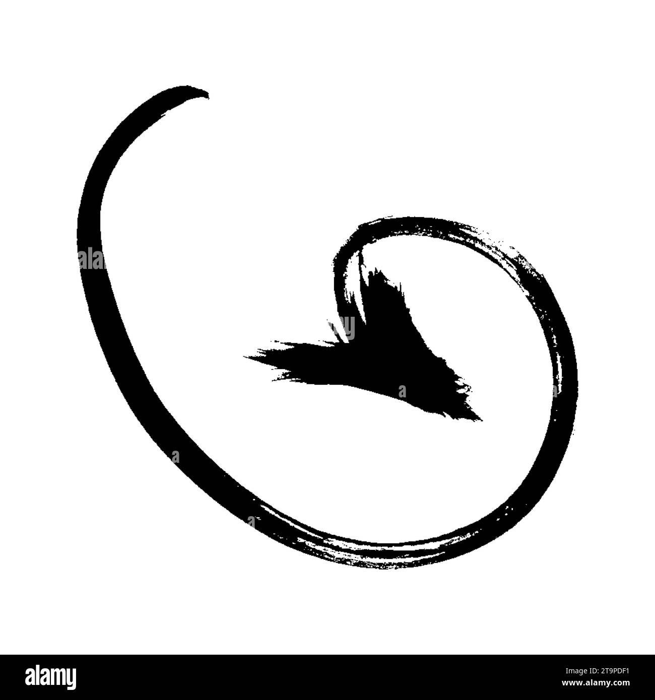 Spiral curved doodle arrow brush stroke black vector icon. Hand drawn ...