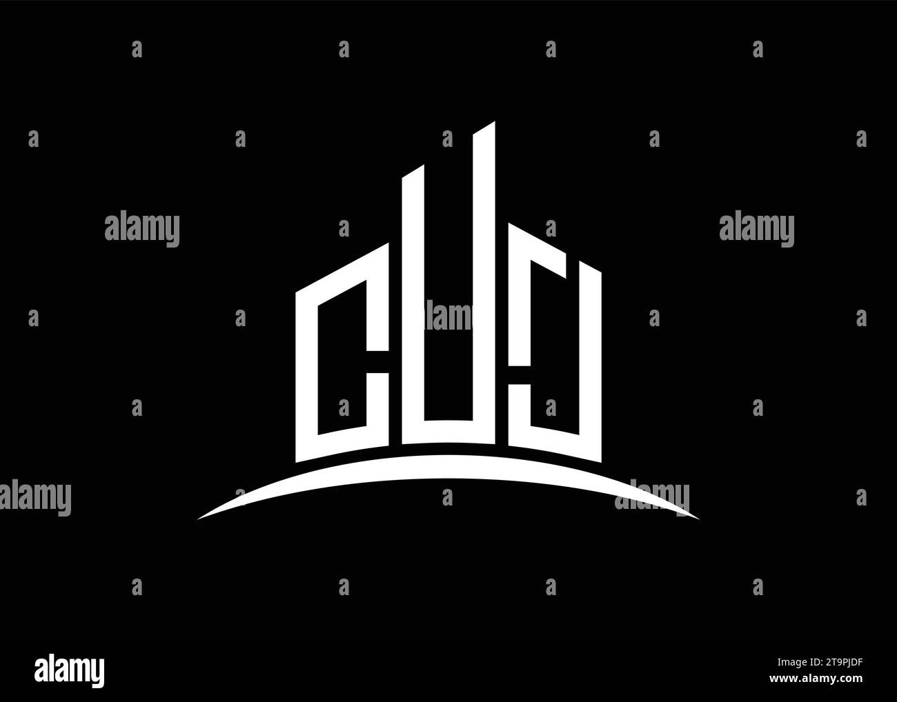 Letter CUJ building vector monogram logo design template. Building Shape CUJ logo. Stock Vector